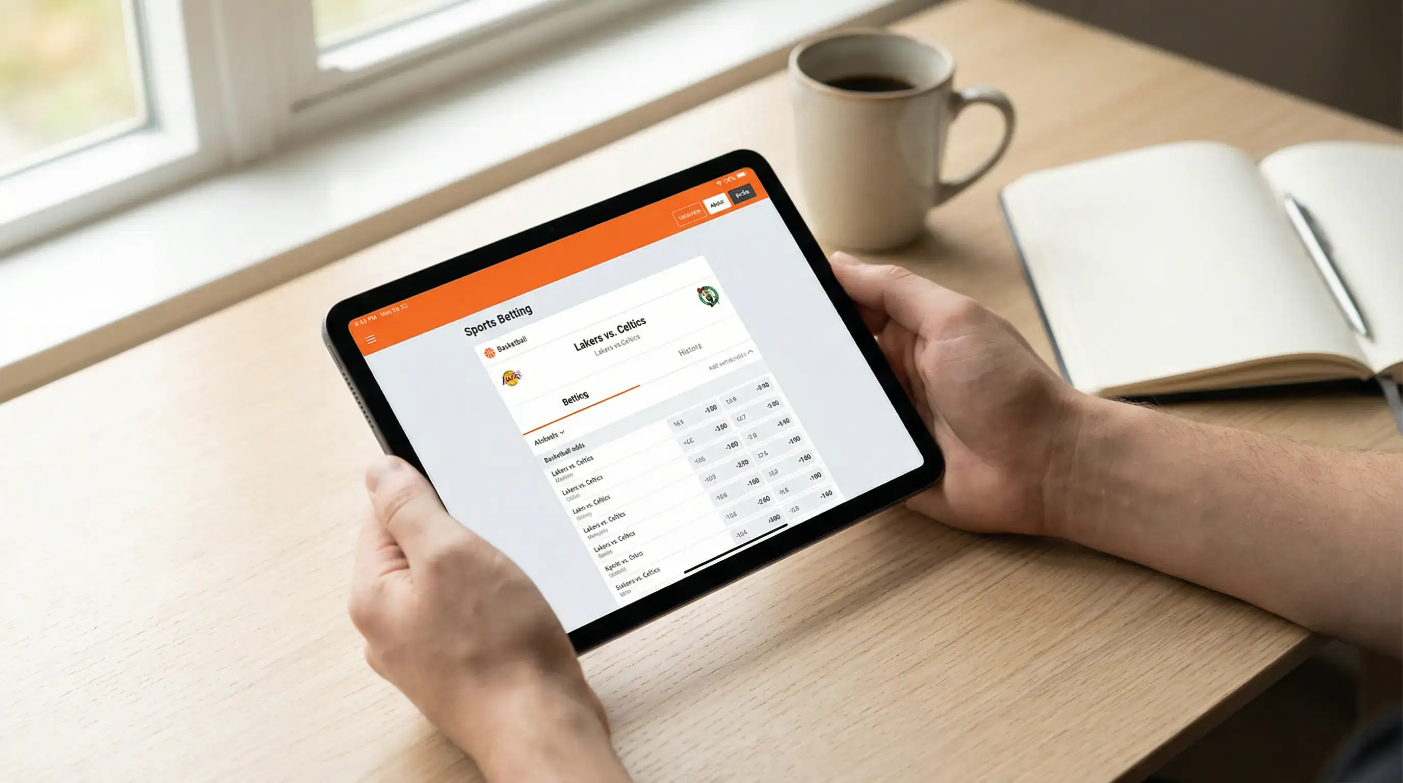 Tablet z kursami na mecz NBA